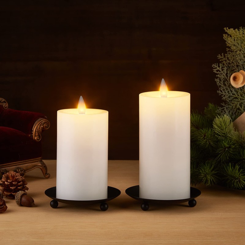 CozierGlow Rechargeable Flameless Pillar Candles with Remote Timer, 3D Moving