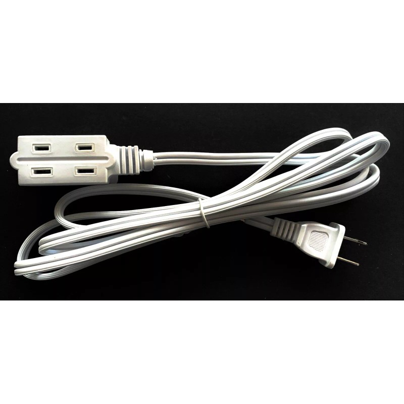 Powtech 4ft White Electrical Extension Cord Power Wire 2 Prong