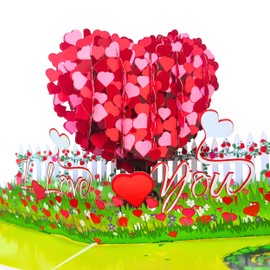 HEARTAGS- Anniversary Card | 6x8 in Tree Of Heart Birthday Pop Up Card For Husband, Wife, Him, Her, Popup Birthday Card For Boyfriend, Girlfriend, Couple, Romantic Love Card With Envelope