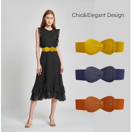 CT COTIM COYIN Cinturones elásticos de 8 formas para mujer, cintura elástica de cuero, cinturón de vestir con hebilla entrelazada, Azul Real, Fit Waist Girth: 25"-37" (63.5cm-94cm)