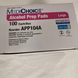 MediChoice Alcohol Prep Pad, Large - 100 Count - 1 box of 100 pads, - Exp 12/25