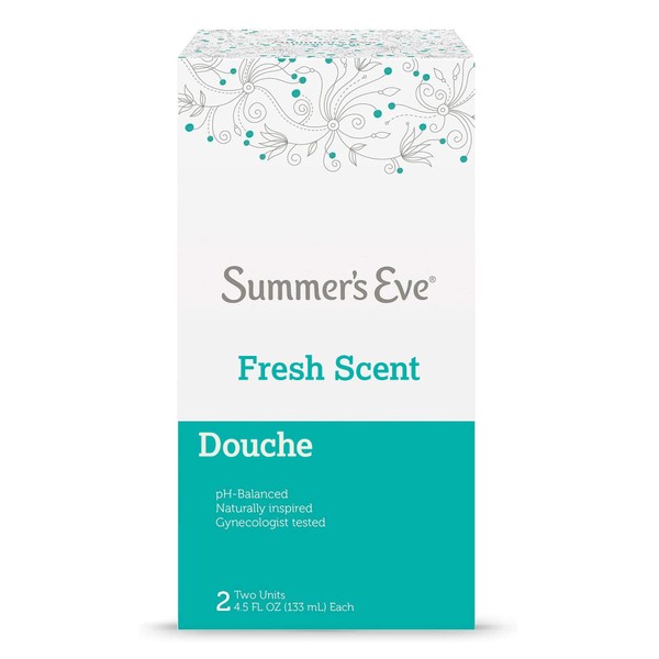 Summer's Eve Douche Fresh Scent 4.5 oz Size (Pack of 2) pH Balanced, Dermatologist & Gynecologist Tested