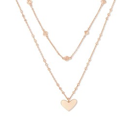 Kendra Scott Ari Heart Multistrand Necklace in 14k Rose Gold-Plated Brass, Fashion Jewelry for Women