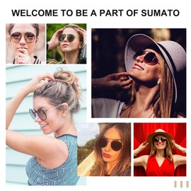 Sumato Retro Round Double Bridge Sunglasses for Women Men Twin Beams Black Circular UV400 Sunnies Silver lens