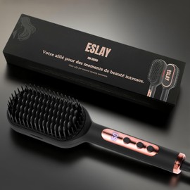Elektrische Glättbürste 2-in-1 Eslay: Professionelle Wirkung auf alle Haartypen, Temperaturkontrolle für optimalen Schutz vor Hitze, perfekte und einfache Glättung