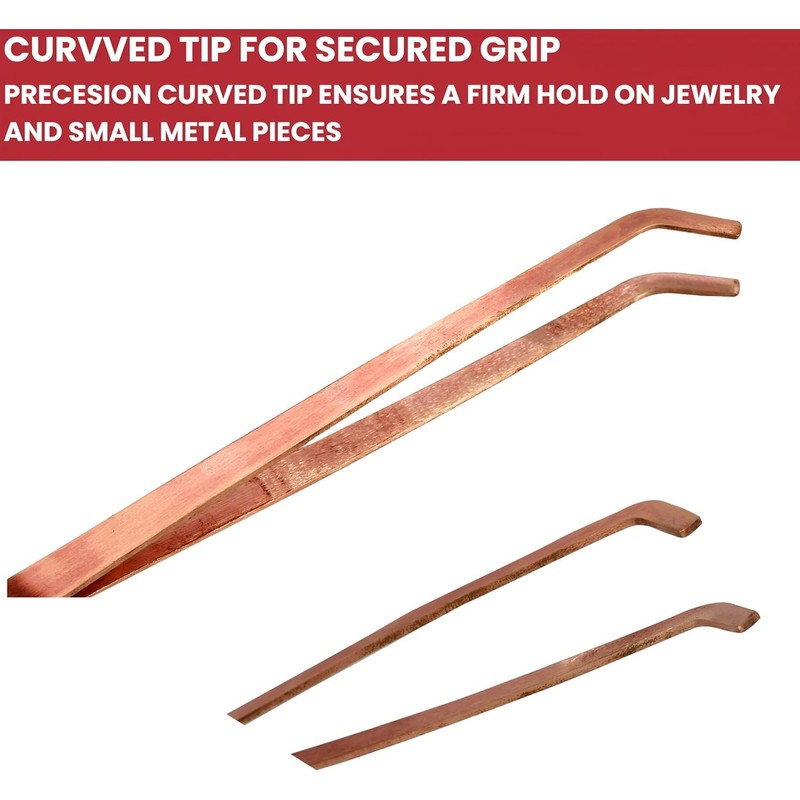 Copper Tongs 8.5 inches Curved Tip Ideal for Jewelry Making