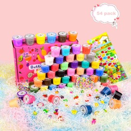 DUJUANHUA 54 Pack Mini Butter Slime Kit for Girls Boys, Scented Fruit Party Favors, Sof...