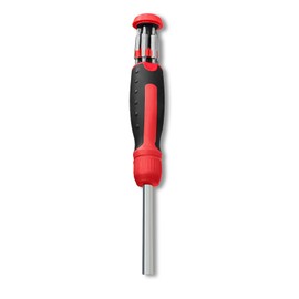 13-in-1 Ratcheting Screwdriver | Multi-Bit Storage | Retractable Cartridge | Handle with Cushion Grip | ¼" Hex Shaft 、Star, Flat, Square Bit - Red、Black