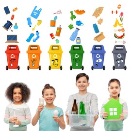 Kids Educational Wall Sticker Learning Wall Decals for Classroom Recycle Sticker for Garbage Recognition Trash Can Label Decal Peel and Stick for Nursery Preschool Home Kitchen Bulletin Board Decor