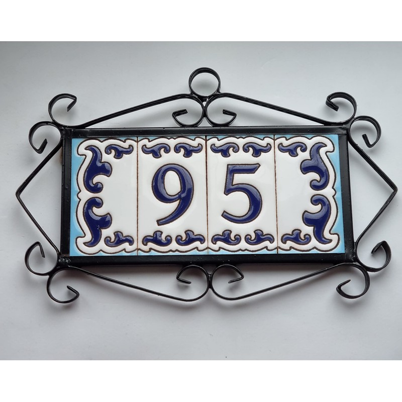 Daniella-M2 Spanish Hand-painted Ceramic Dark Blue Number With Dark Blue