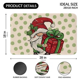 ETYZE Christmas Gnome Doormat Indoor Outdoor Entrance Floor Mats for Kitchen Bathroom, Christmas Welcome Mat Front Door Mats, Christmas for Women Teen Girls, 28 x 18 Inch