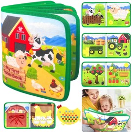 Quiet Book from 1 Year, Busy Book, Activity Board from 1 Year Montessori 20-in-1 Farm Theme Suitable for Early Education and Travel, Car and Plane Education, Preschool Learning Activities