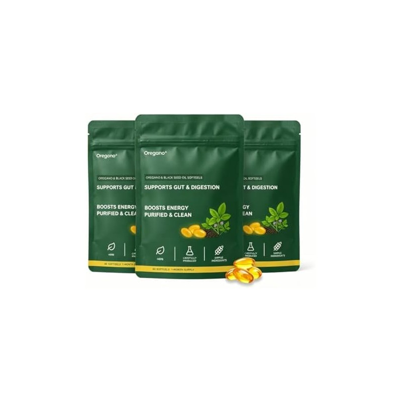 Aceite de orégano con aceite de semilla negra, apoyo inmunológico