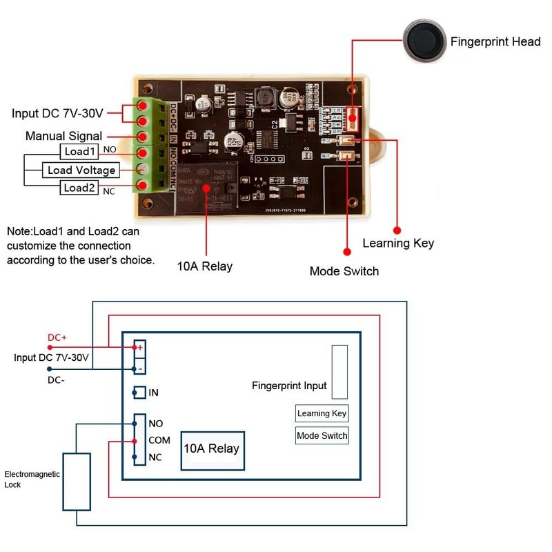 Fingerprint Identification Control Board, Fingerprint Relay Switch Module with 100
