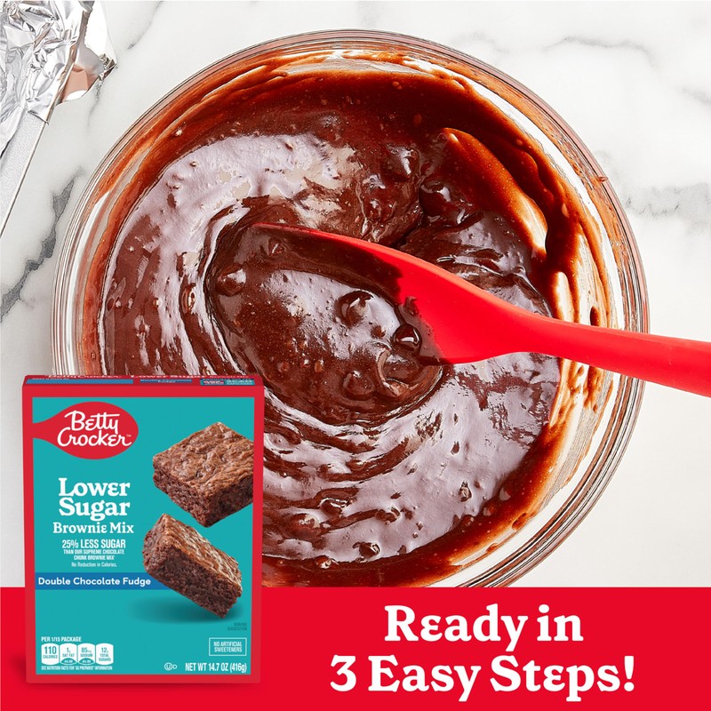 Betty Crocker Lower Sugar Brownie Mix, Double Chocolate Fudge, No