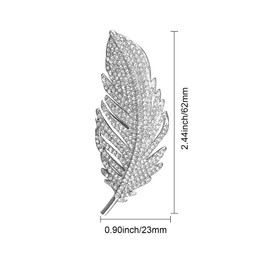 MABAHON Fashion feather brooch,brooches for women's girls,fashion crystal delicate feather brooches elegant crystal brooch clothing accessories for dresses,sweaters and scarves (silver)