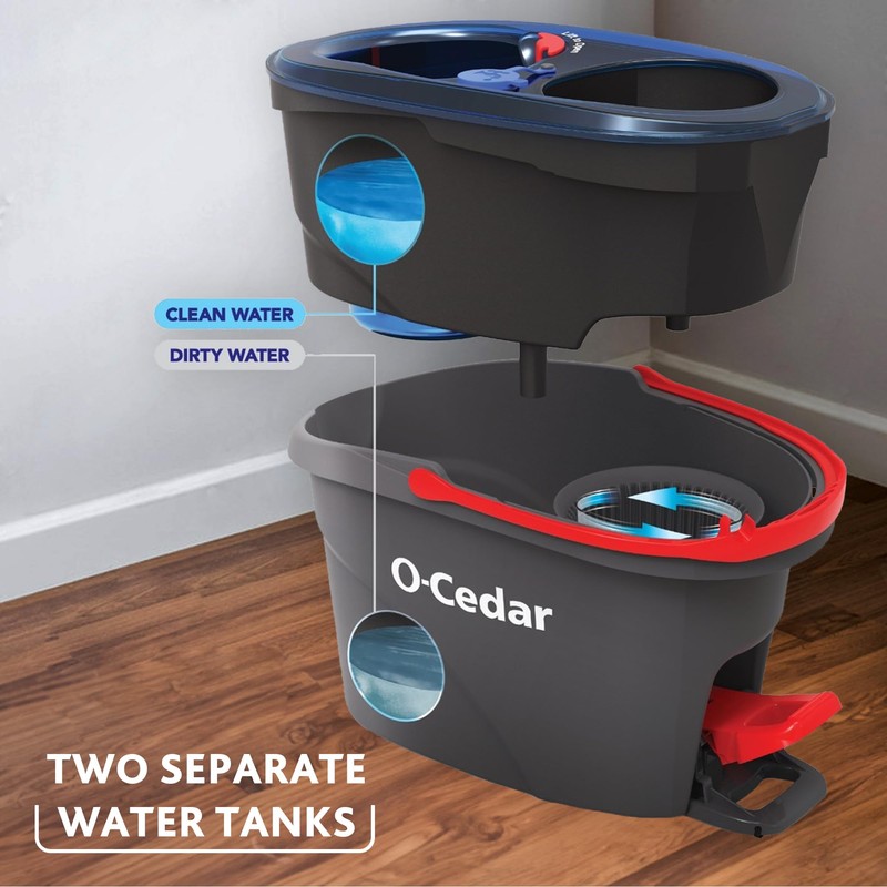 O-Cedar RinseClean Spin Mop & Bucket System + 1 Extra