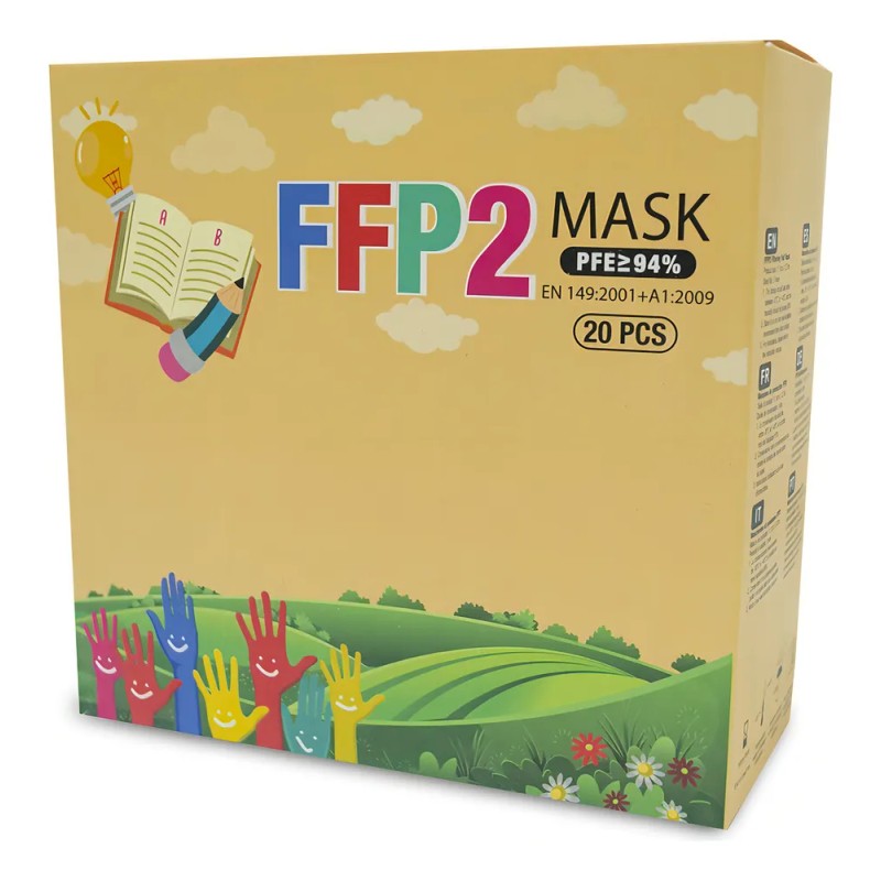 Cubrebocas Infantil FFP2 Blanco KN95 Niños 20 Piezas Caja Desechable