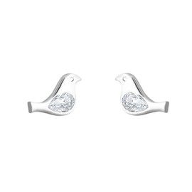 Cute Dove Bird Studs Earrings for Women 925 Sterling Silver Minimalist Creative Small Birds Animal Piercing Earring Teardrop Cubic Zriconia Dainty Retro Wedding Birthday Jewelry Gifts