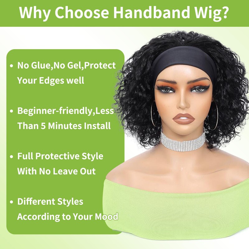 INSTASTYLE Headband Wig Human Hair Wigs for Black Women Put