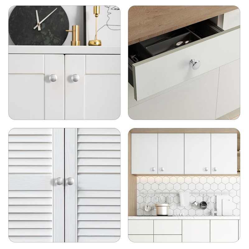 Qancekoo 4pcs 1" Silver Cabinet Door Knobs with Screw, Stylish