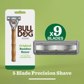 BULLDOG Skincare - Original Bamboo Razor Multipack | Smooth Glide Razor Handle + 9 Blade Refills | for Men