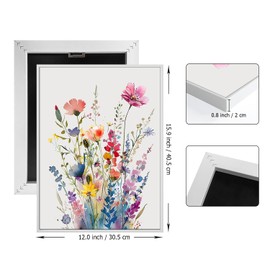 Pinetree Art Watercolor Wildflower Wall Art, 3-Piece Canvas Print Set, Floral Prints for Living Room, Bedroom, Bathroom Decor (White, 16L x 12W, Framed)