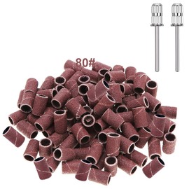 Yoezuo Pack of 100 Sanding Sleeves, Sanding Belts Nail Cutter Attachment Sanding Caps with Nail Drill 80 Inches for Manicure Pedicure Nail Design Nail Art (with 2 x Nail Cutter Bits)