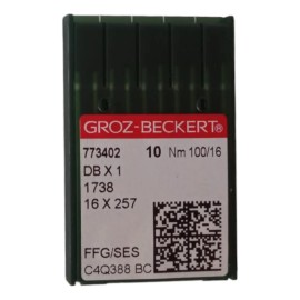 Paquete De 100 Agujas Groz-beckert Para Recta 100/16 Verde Musgo