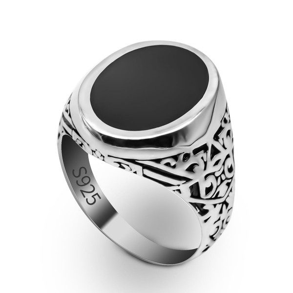 SKOOMEN Mens Rings Silver 925 Sterling Signet Rings for Men
