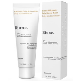 Crema Hidratante Facial de Día | Con Té Verde, Silicio Orgánico y Vitamina E | Hidratación Intensa - Antiarrugas | Fórmula Vegana con Acción Antimanchas para Todo tipo de Pieles | Biune. | 50 ml