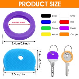Pack of 32 Key Caps, Colourful Key Cap, Key Marker, Round PVC Key Identification Set for Standard Thin Flat House Keys