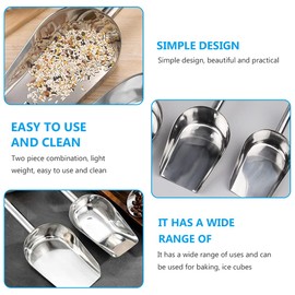 Ice Scoop, Stainless Steel Ice Scooper for Ice Maker, Metal Utility Scoop Large Food Scoop Candy Scoop Ice Cube Shovels Flat Bottom Scoops Pet Dog Cat Food Scoop L