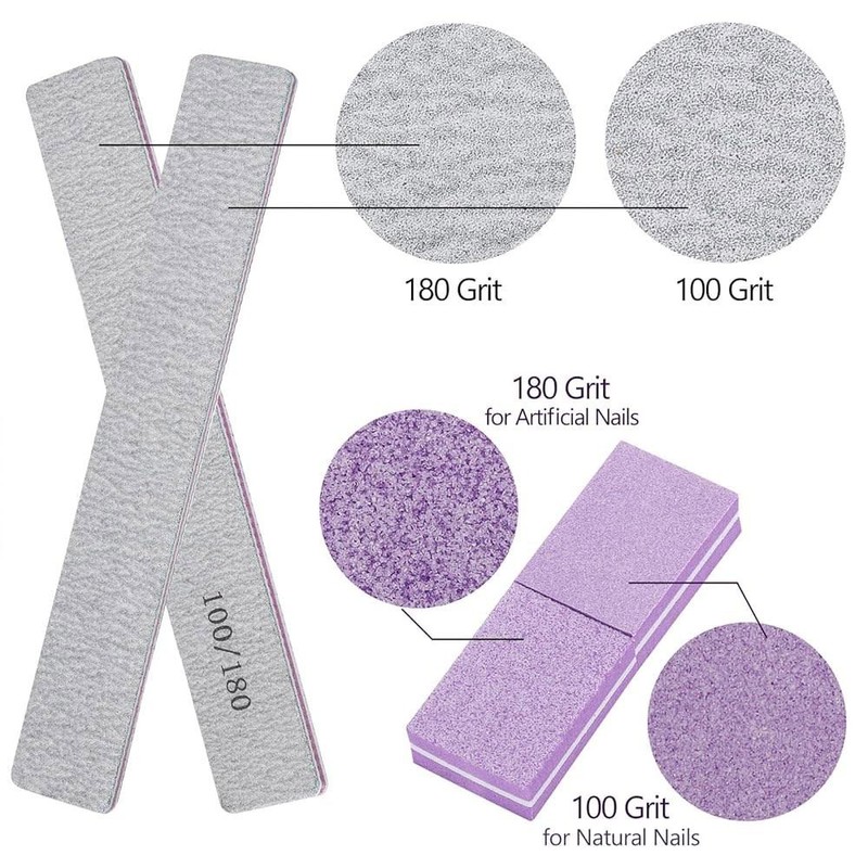 아크릴 네일용 100 180개 그릿 블록 버퍼 파일 보드 25개와