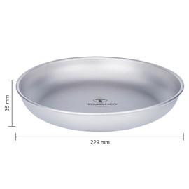 TOMSHOO Titanium Round Camping Plate Outdoor Ultralight Portable Tableware Cookware Dishwasher Safe Backpacking Dinner Plate with Storage Bag for BBQ Picnic Hiking Road Trip