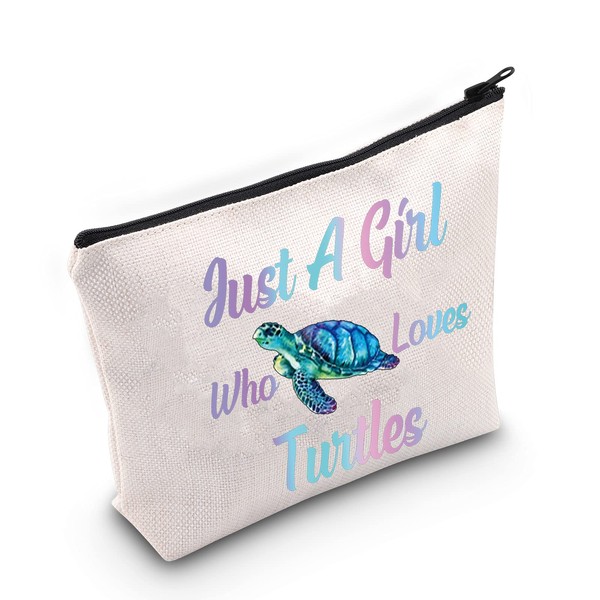 Turtle Lover Gift Turtle Cosmetic Travel Toiletry Bag Just A Girl Who Loves Turtles Makeup Zipper Pouch Sea Ocean Gift (Loves Turtles Bag)