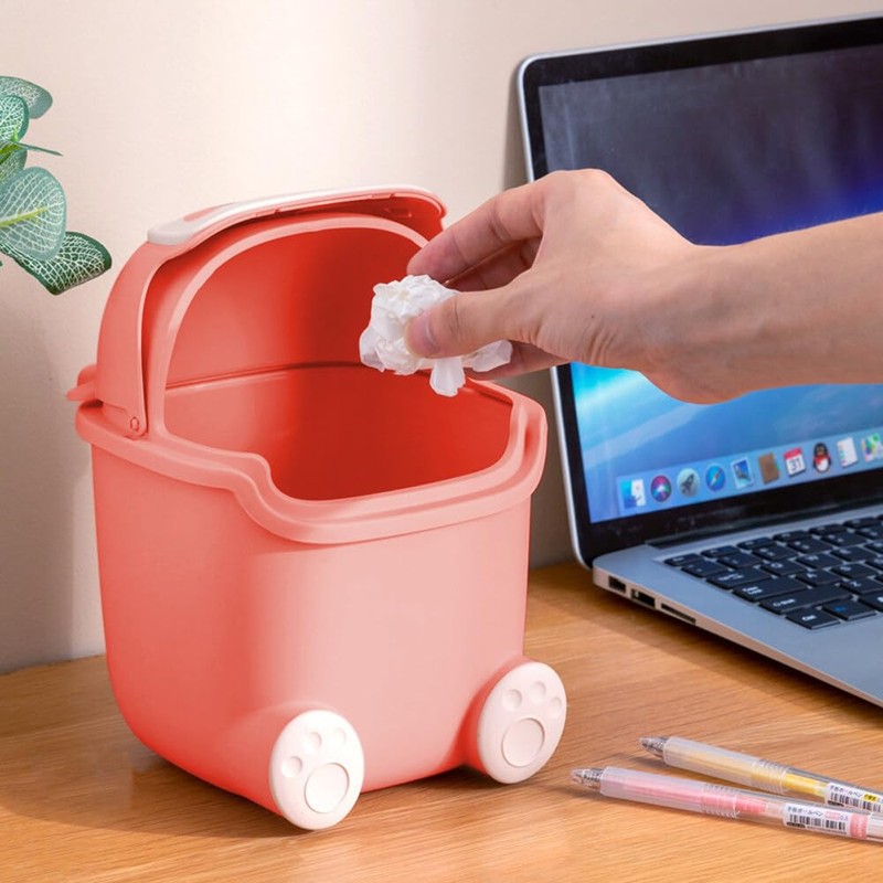 EACHPT Table Rubbish Bin, Table Bin with Lid, 5 L