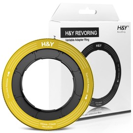 H&Y RevoRing Adjustable Step Up Ring 52-72mm to 77mm, Variable Lens Filter Adapter Ring, Universal Stepping System fits 52 55 58 62 67 72mm, Yellow