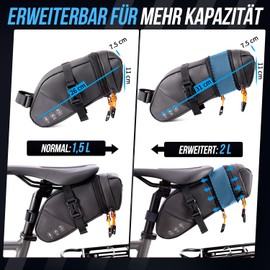 WOTOW Bicycle Saddle Bag Bicycle Bag with Reflective, Waterproof 2L Bicycle Seat Bag Tool Bag for Road Mountain Bikes, Road Bikes, 26 x 11 x 7.5 cm