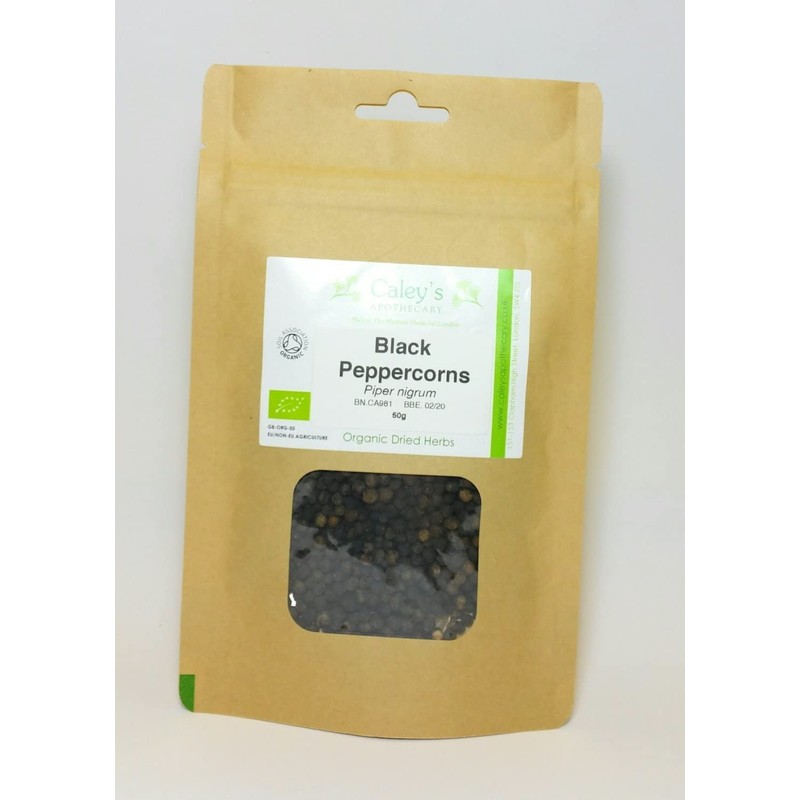Organic Black Peppercorns (Piper nigrum) Dried Herb (50g)