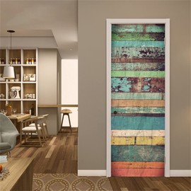 artfanke 3D Realistic Wooden Pattern Door Sticker Peel and Stick 30.3"x78.7"- Self-Adhesive Retro Wood Door Murals Wallpaper - Wall Decal for Home Decor(2 Sheets/Set)