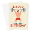 Lemon Loco Happy Birthday Weight Lifting Greeting Card, Standard Size,