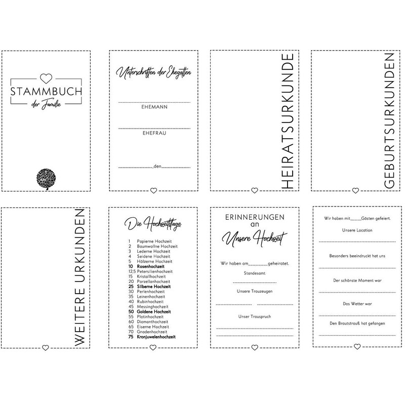 Hochzeitideal Family Book DIN A4 'Boho' Linen (Grey)