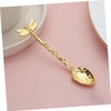 Fokmuaex 3-Piece Retro Forest Style Gold Parfait and Coffee Spoons