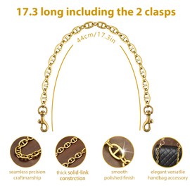 hongliang Bag Chain,Purse Chains for Handbags,Chunky Purse Chain,Flat Chain Strap for Handbag Crossbody Tote Underarm Bag Wallet Clutch Satchel