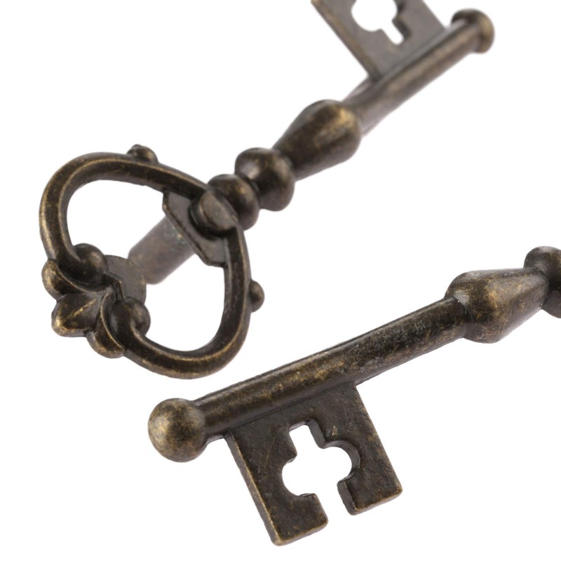 dophee 6 Pack Key Shape Pull Handles, Retro Antique Bronze