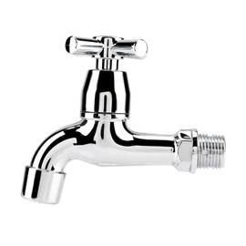 Water Faucet Water Tap Plastic Washing Machine Faucet, chrome plated Sink Basin Water Tap with Single Spout Handle Basin Taps Hot and Cold Water Bathroom Sink Cross Handle Levers(Cross)