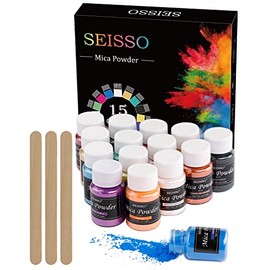 SEISSO - 150g Mica Powder - 15 Colors Epoxy Resin Pigment - Shimmery Pigment Powder for Slime, Paint, Soap Making, Nail Polish, Epoxy Resin, Candle Making, Bath Bombs