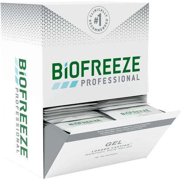 Biofreeze Professional On-The-Go Pain Relief Gel, 100 Count Box of 3 mL Packets