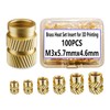 100pcs M3 Brass Threaded Inserts, Metric Knurled Nuts, M3x5.7x4.6 Heat